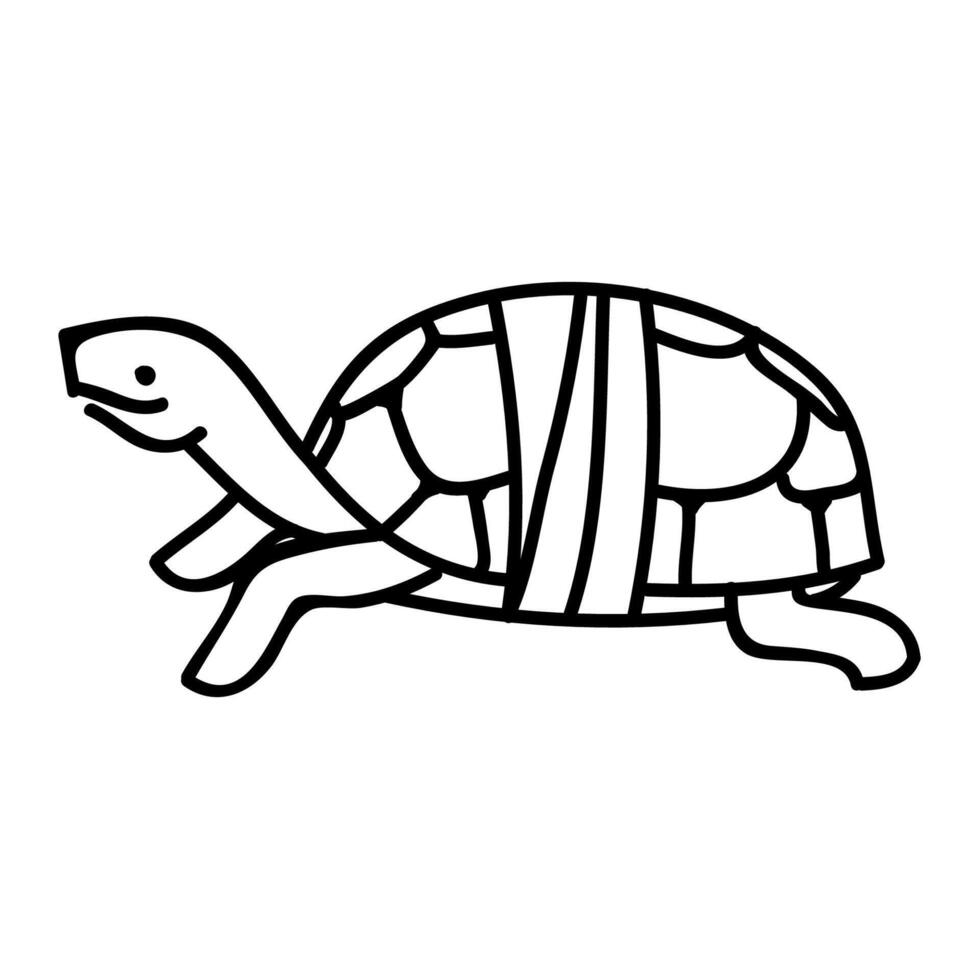 Injured tortoise shell carapace icon. Hand drawn vector illustration. Editable line stroke.