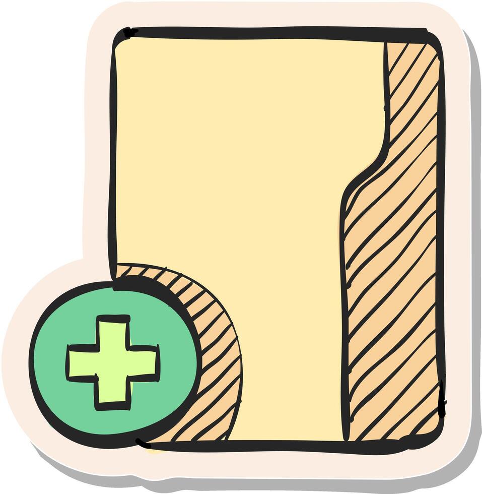 Hand drawn Folder icon in sticker style vector illustration