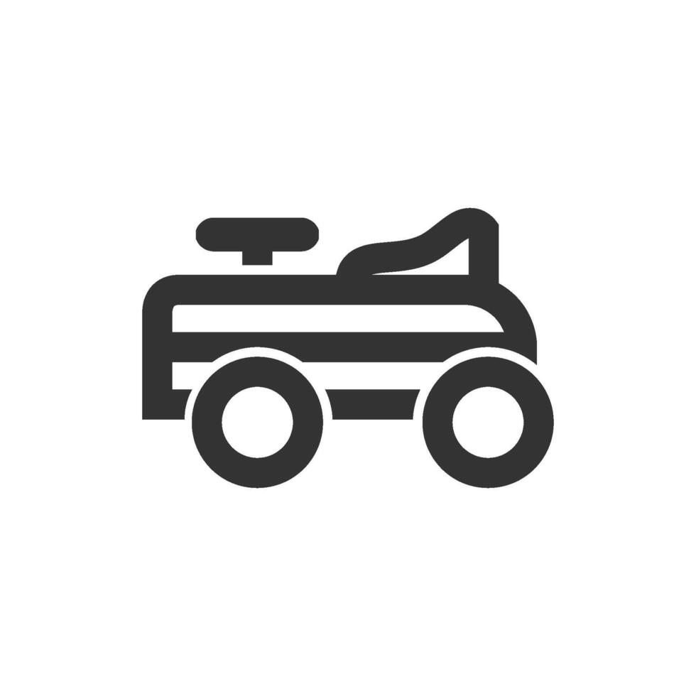 Toy car icon in thick outline style. Black and white monochrome vector illustration.