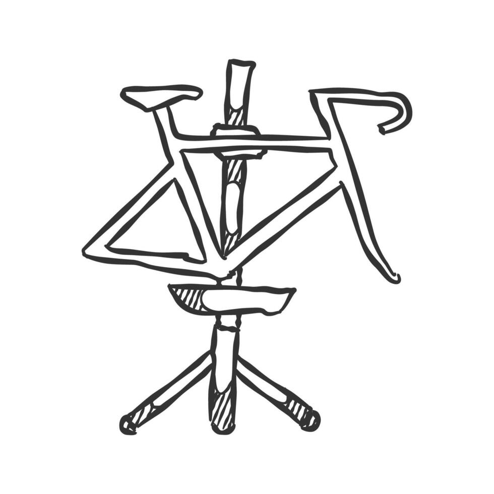 Bicycle stand icon in hand drawn doodle vector