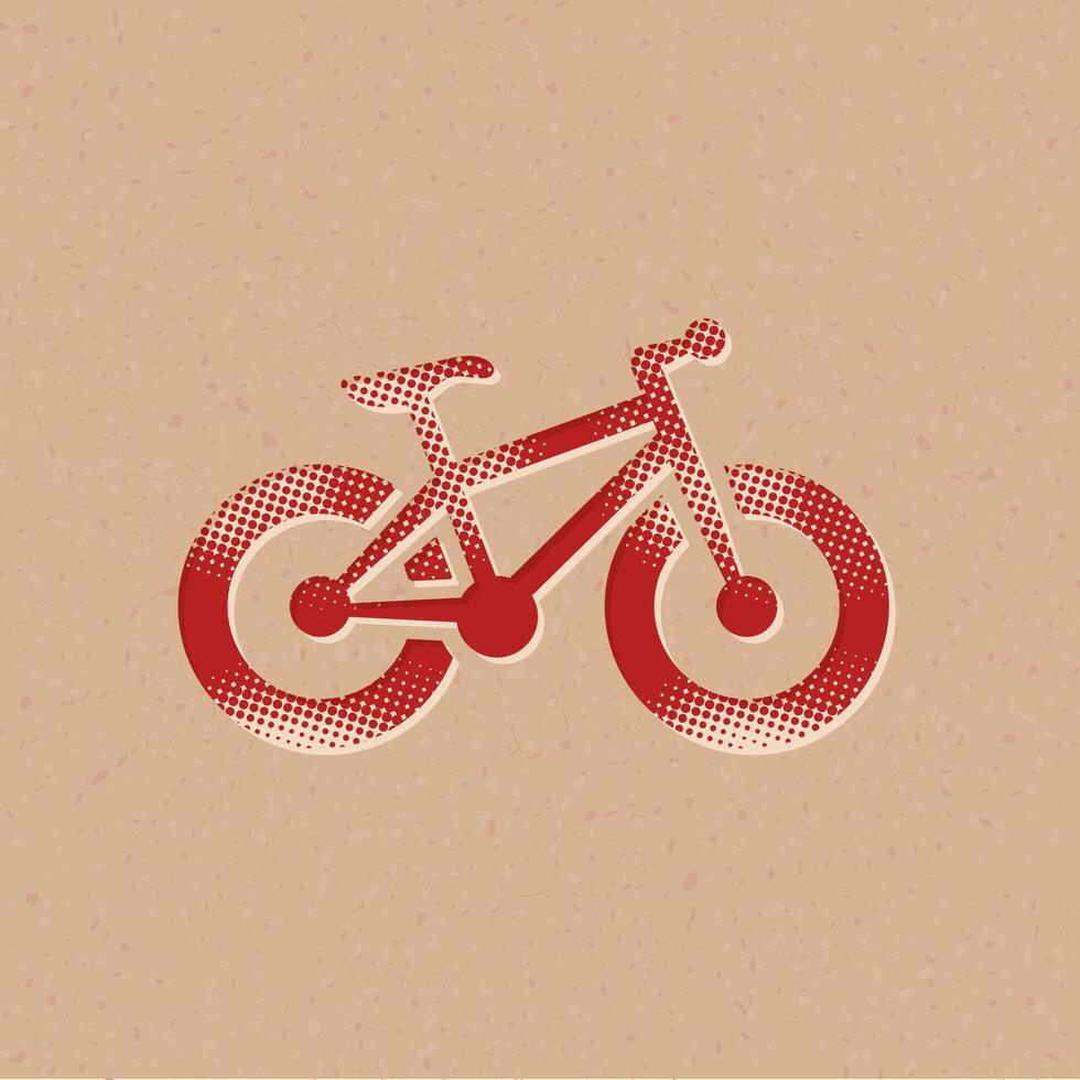 Fat tire bicycle halftone style icon with grunge background vector illustration