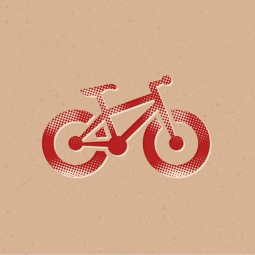 grasa neumático bicicleta trama de semitonos estilo icono con grunge antecedentes vector ilustración