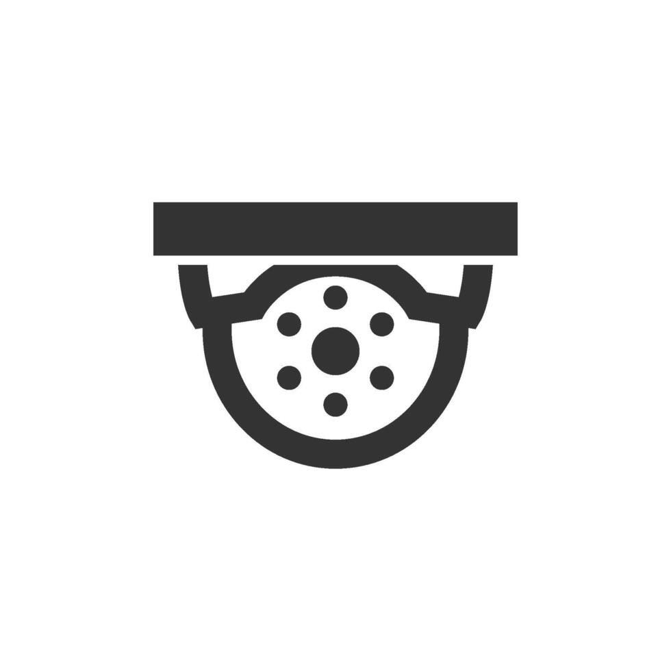 Surveillance camera icon in thick outline style. Black and white monochrome vector illustration.