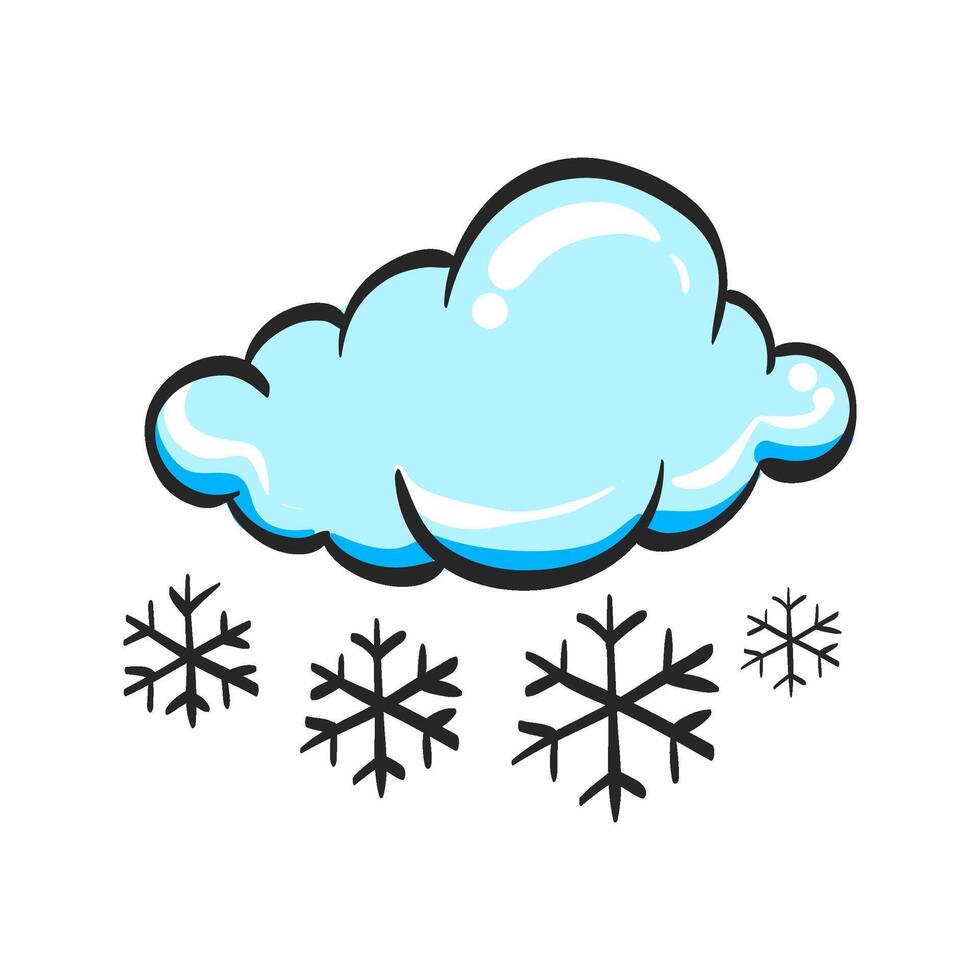 Weather overcast snowing icon in hand drawn color vector illustration