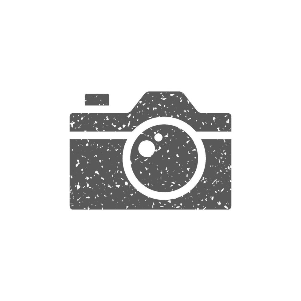 Camera icon in grunge texture vector illustration