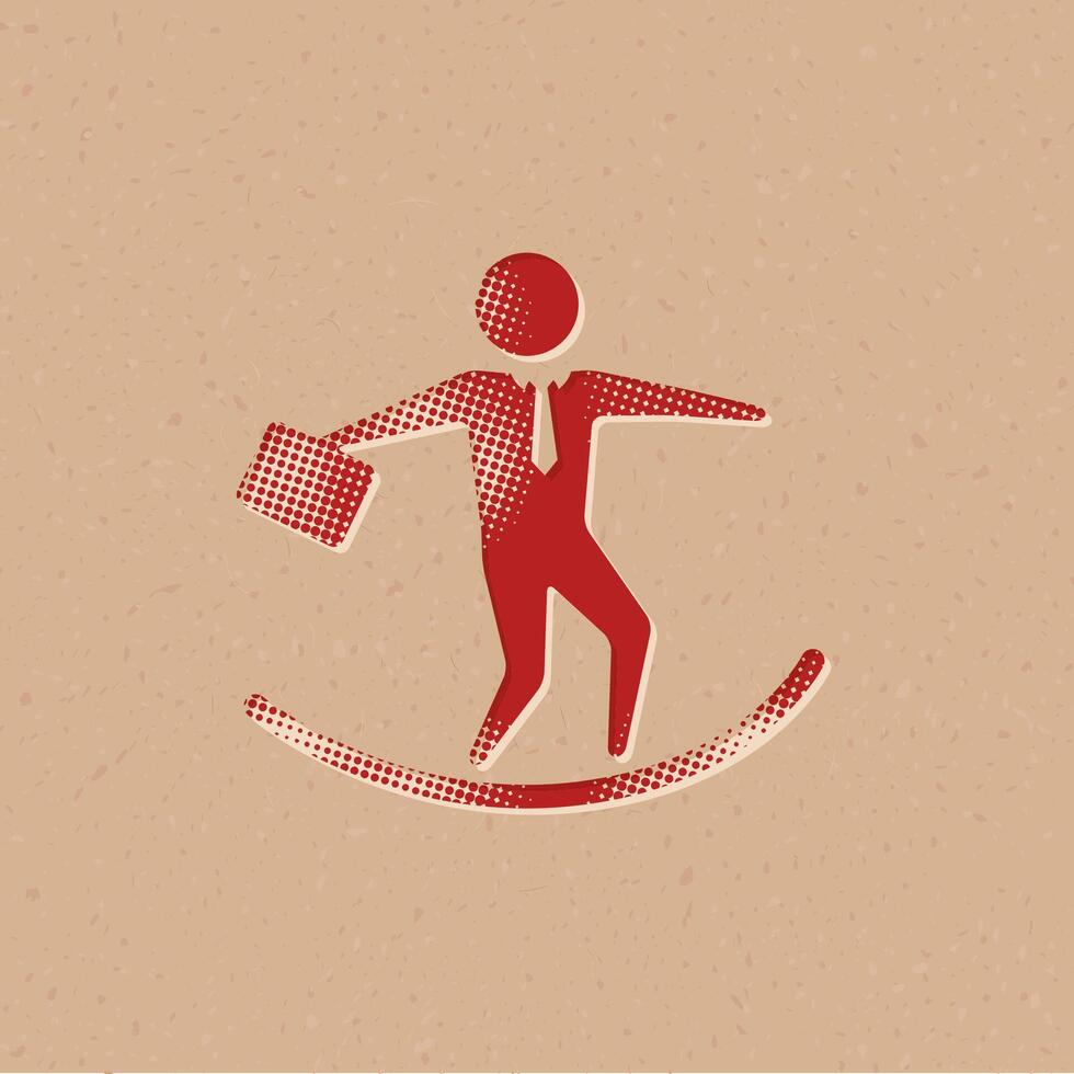 Businessman challenge halftone style icon with grunge background vector illustration