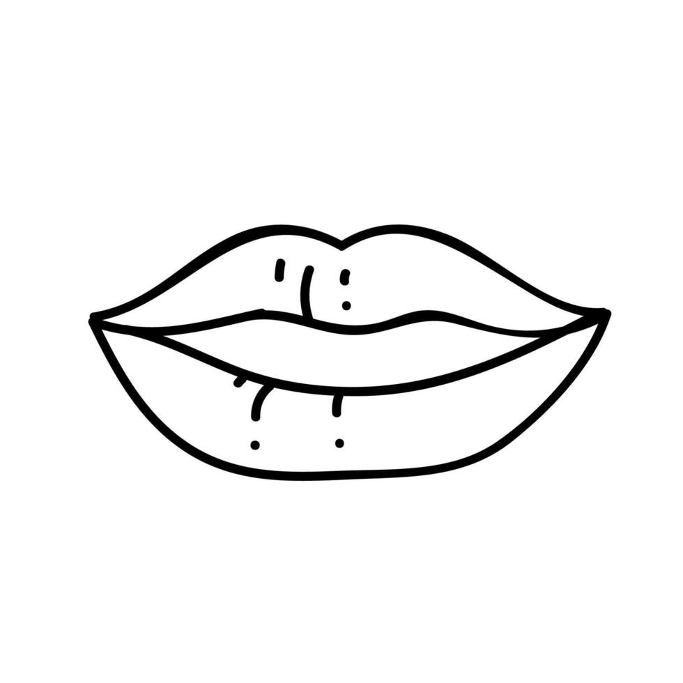 Women lip icon. Hand drawn vector illustration. Editable line stroke