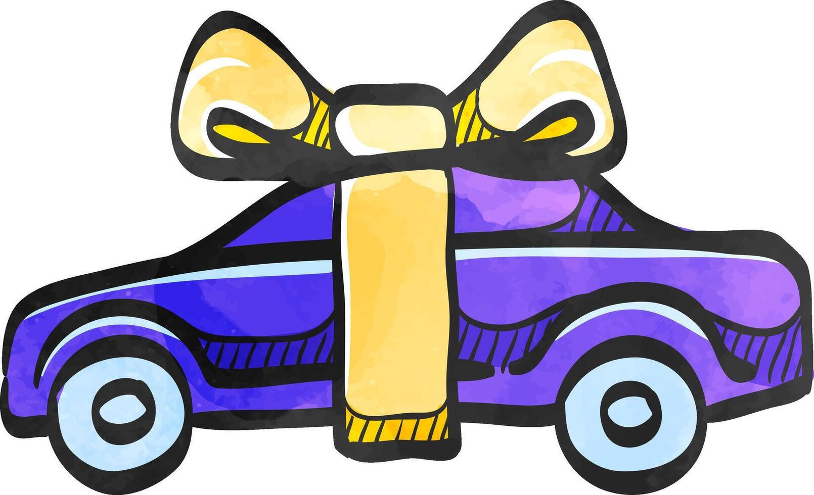 Car prize icon in color drawing. Business automotive gift present love giving birthday vector