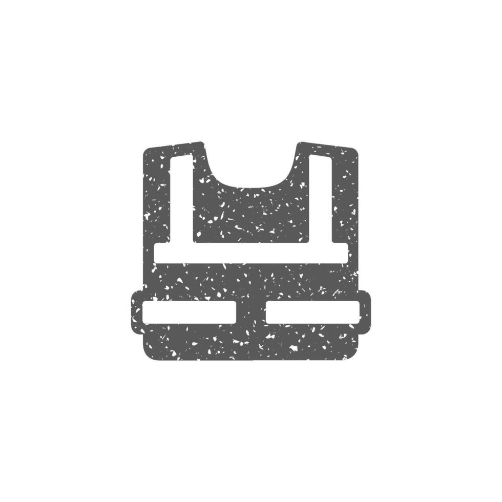 Safety vest icon in grunge texture vector illustration