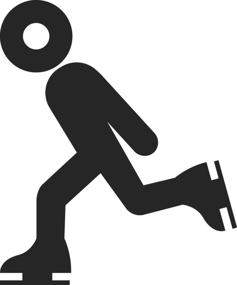 Ice skating icon in thick outline style. Black and white monochrome vector illustration.