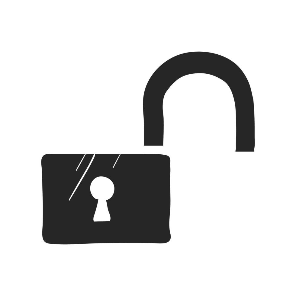 Hand drawn Padlock unlocked vector illustration