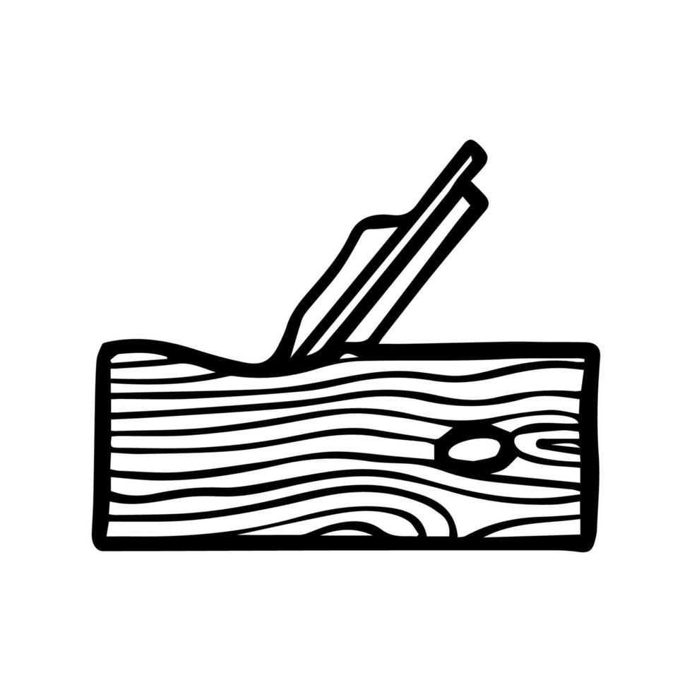 Hand planer icon. Woodworking tool. Hand drawn vector illustration.