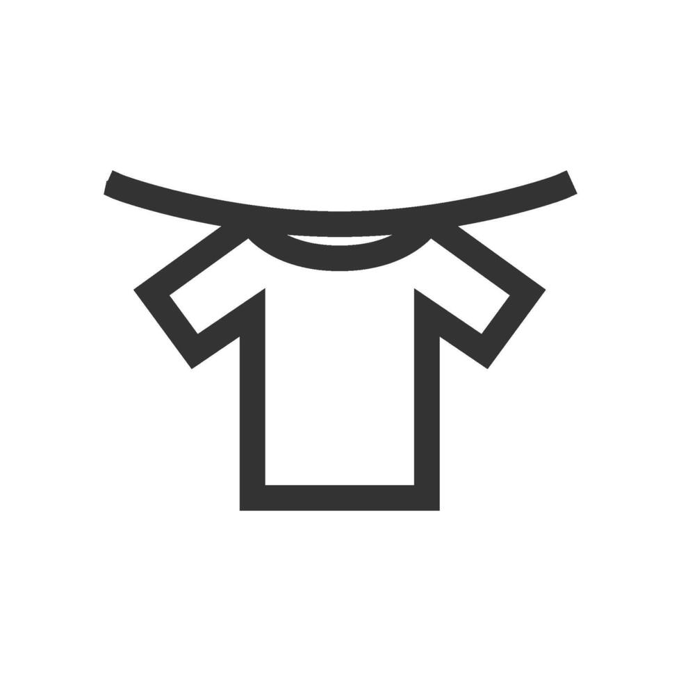 Clothes hang icon in thick outline style. Black and white monochrome vector illustration.
