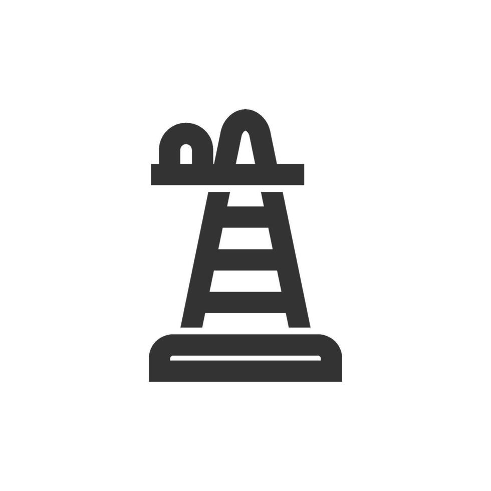 Traffic cone icon in thick outline style. Black and white monochrome vector illustration.