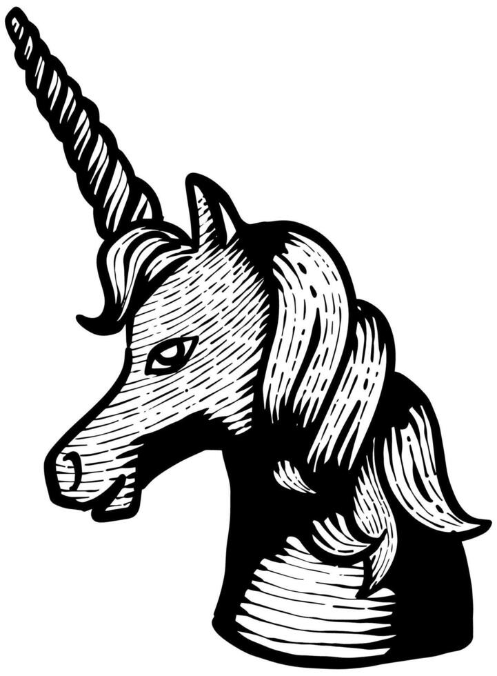 Hand drawn unicorn. Vector illustration animal.