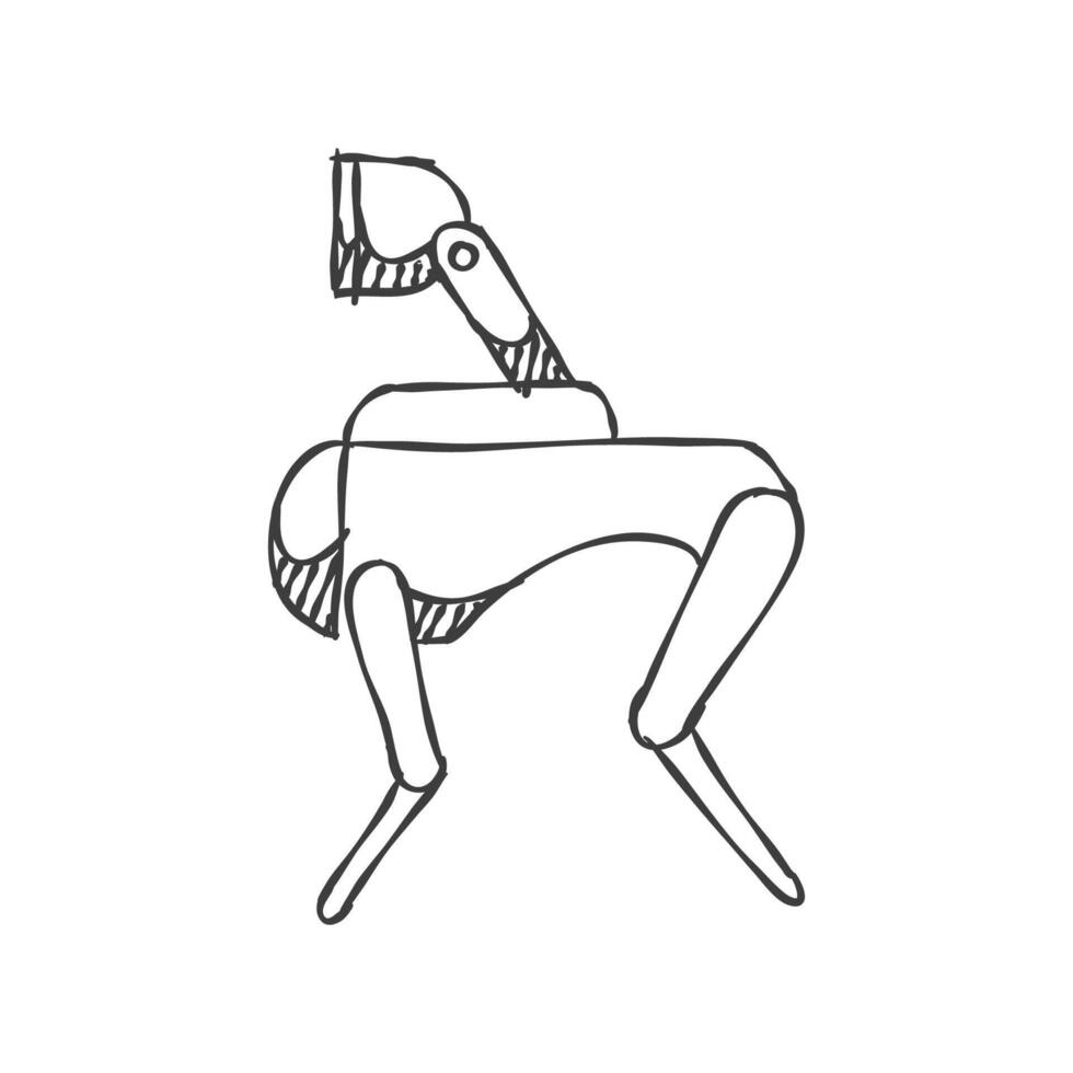 Intelligence animal robot icon in hand drawn doodle vector