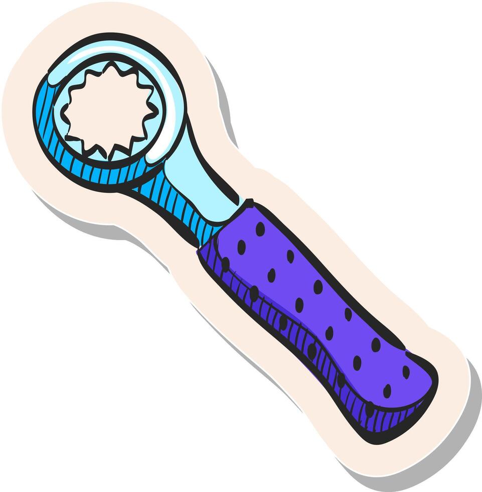 Hand drawn Bicycle tools icon in sticker style vector illustration
