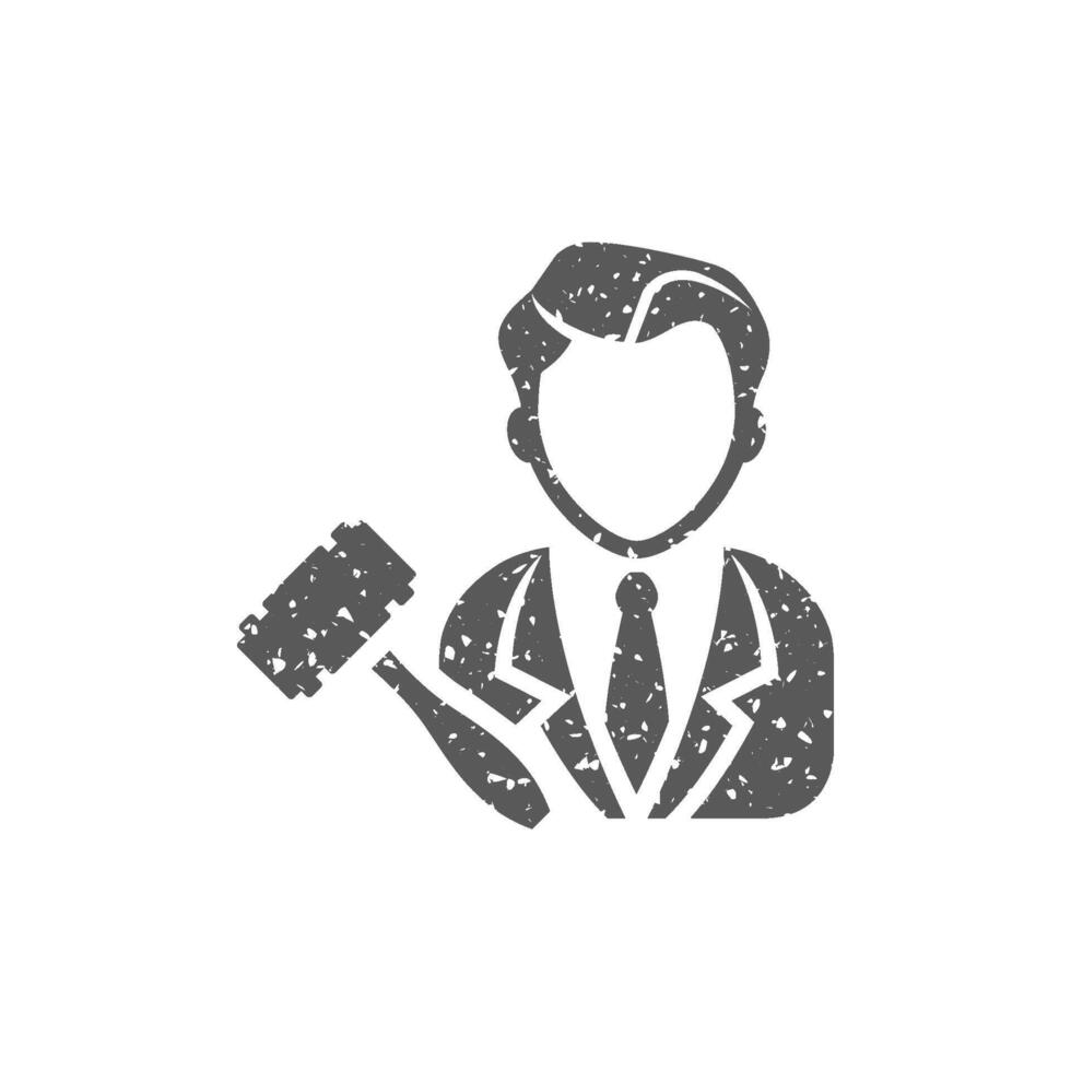 Auctioneer icon in grunge texture vector illustration