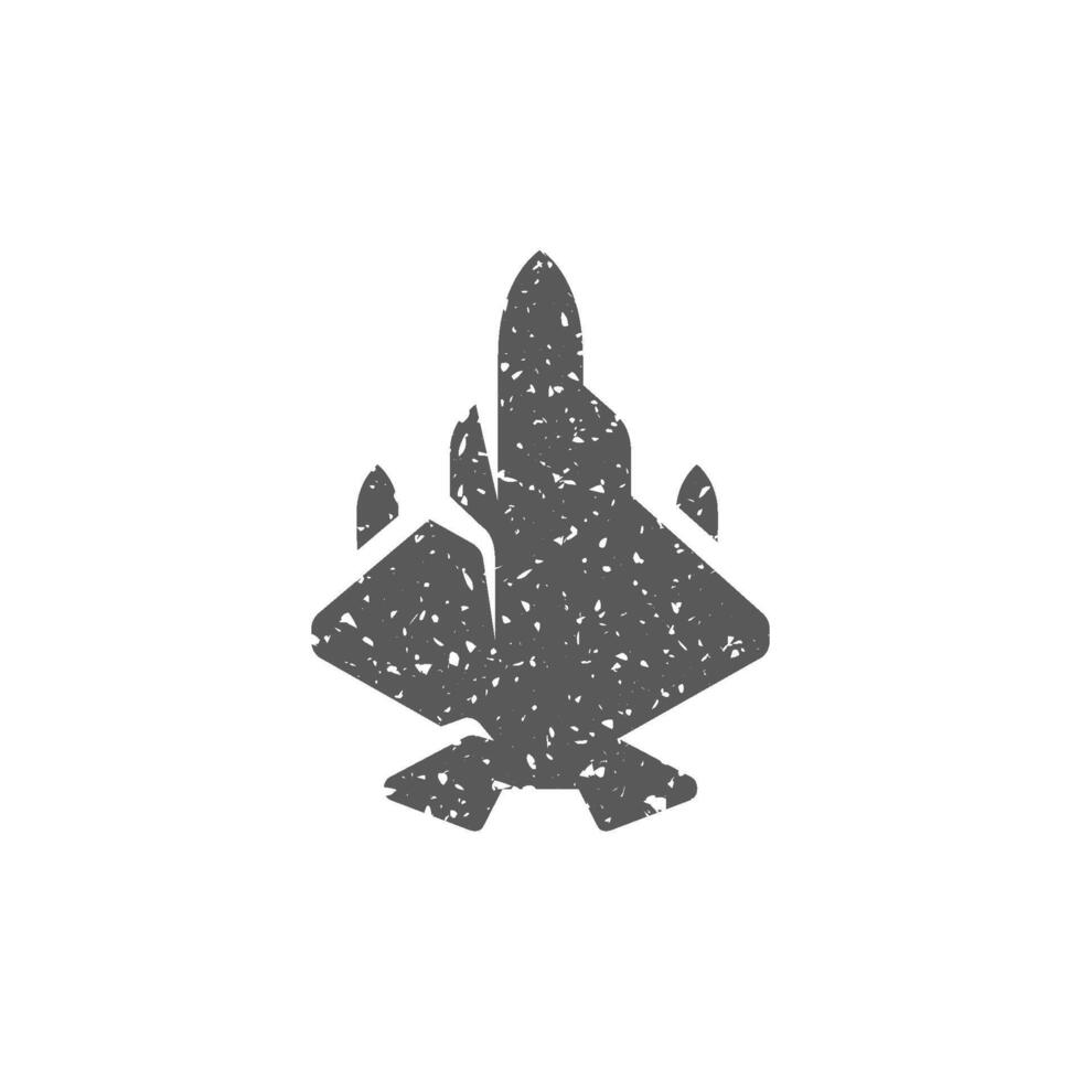 Fighter jet icon in grunge texture vector illustration