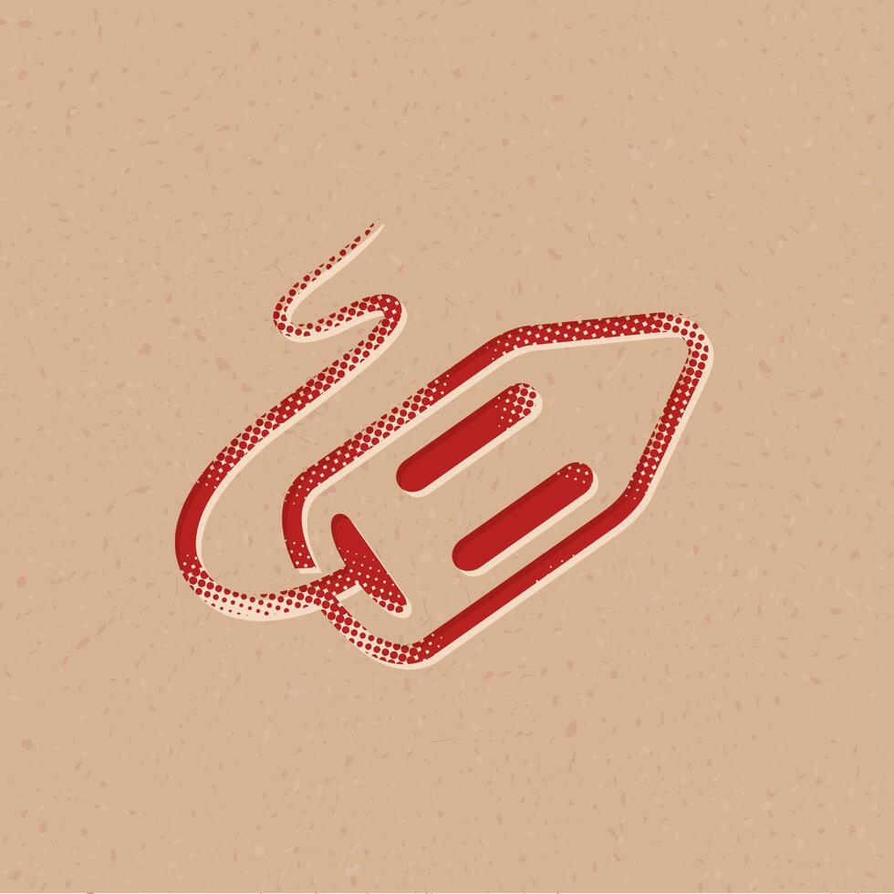Rescue tube halftone style icon with grunge background vector illustration