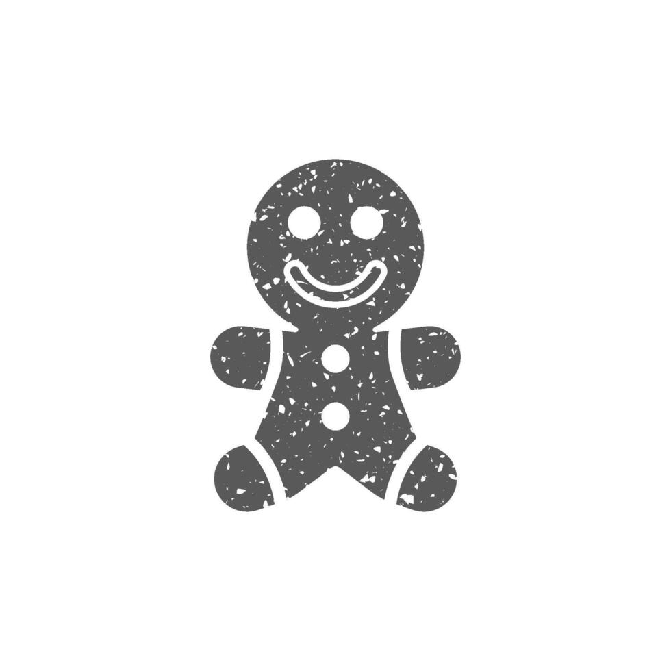 Gingerman icon in grunge texture vector illustration
