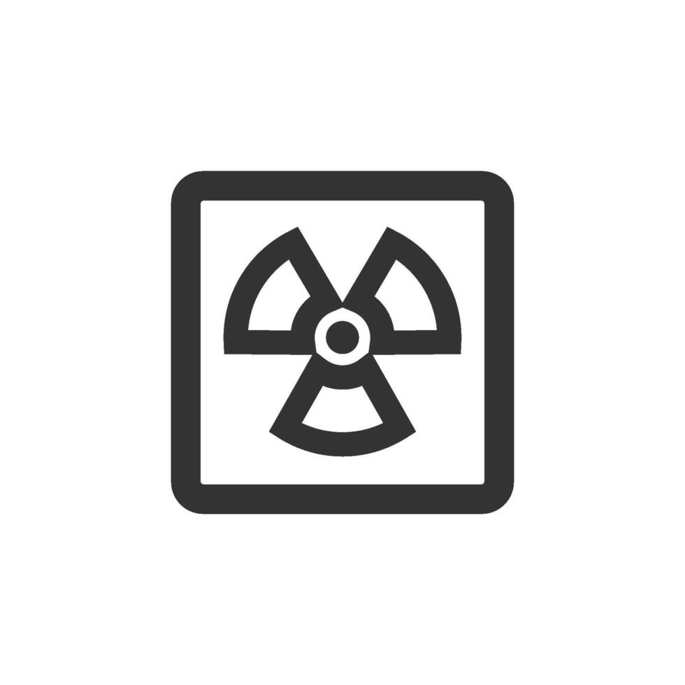 Radioactive symbol icon in thick outline style. Black and white monochrome vector illustration.