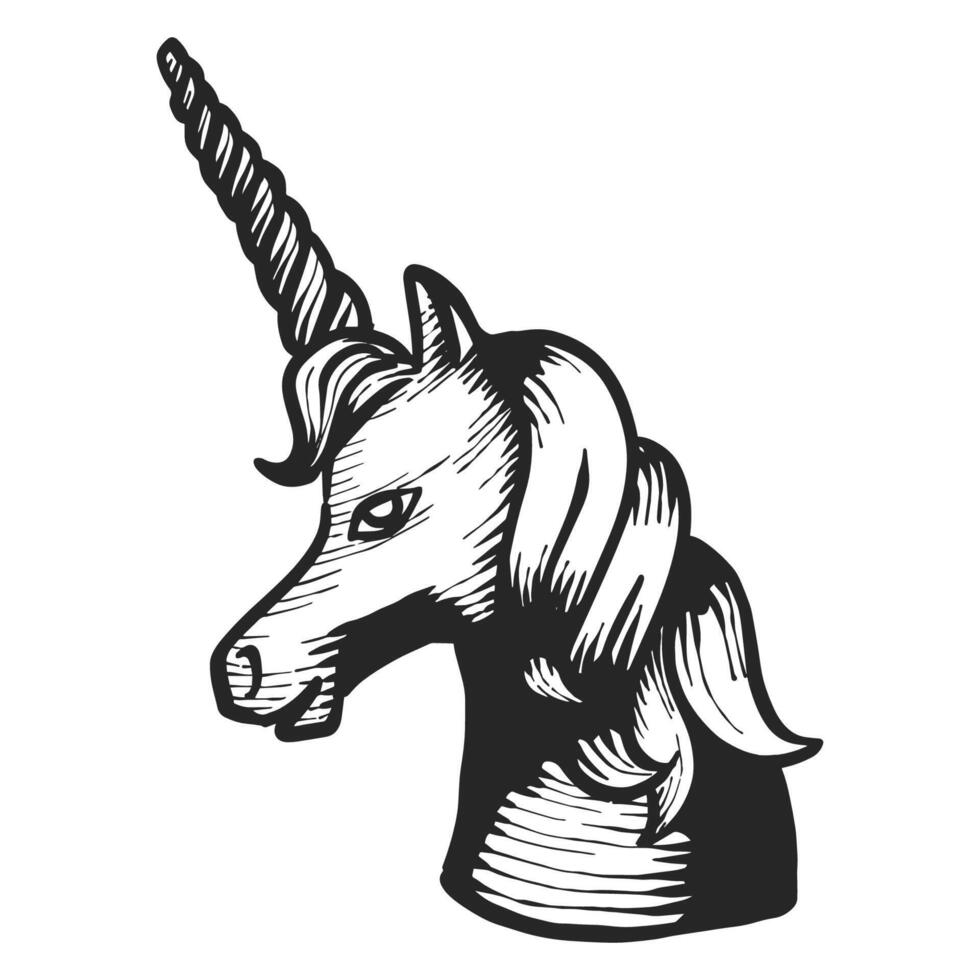 Hand drawn icon unicorn. Vector illustration animal.