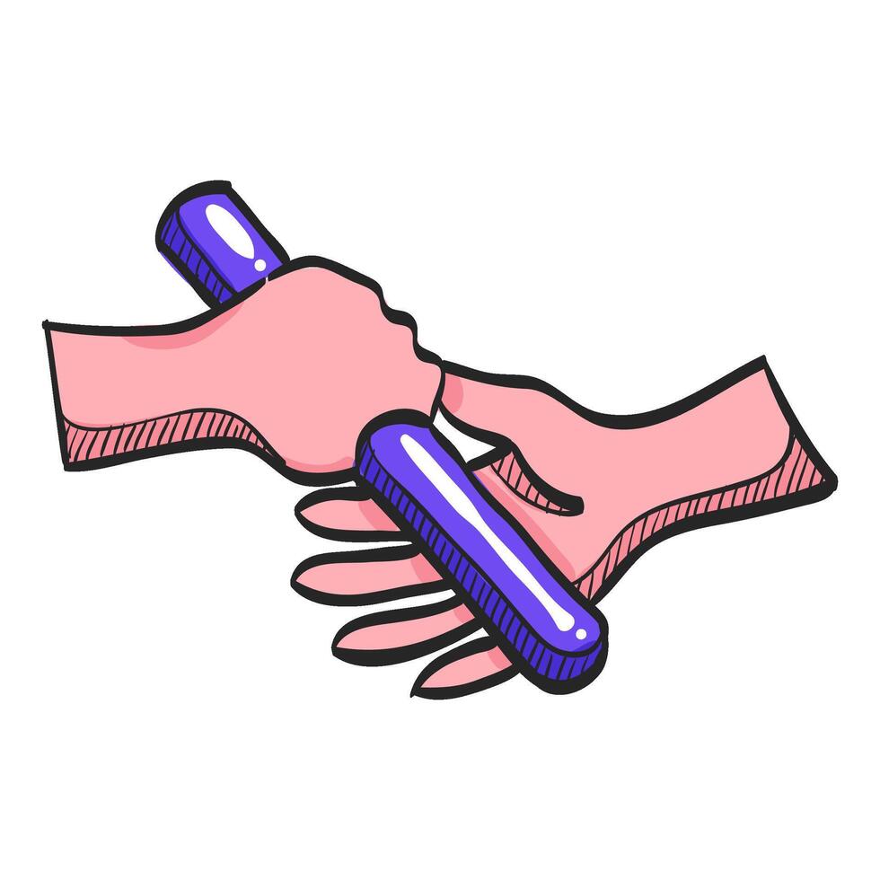 Relay run icon in hand drawn color vector illustration