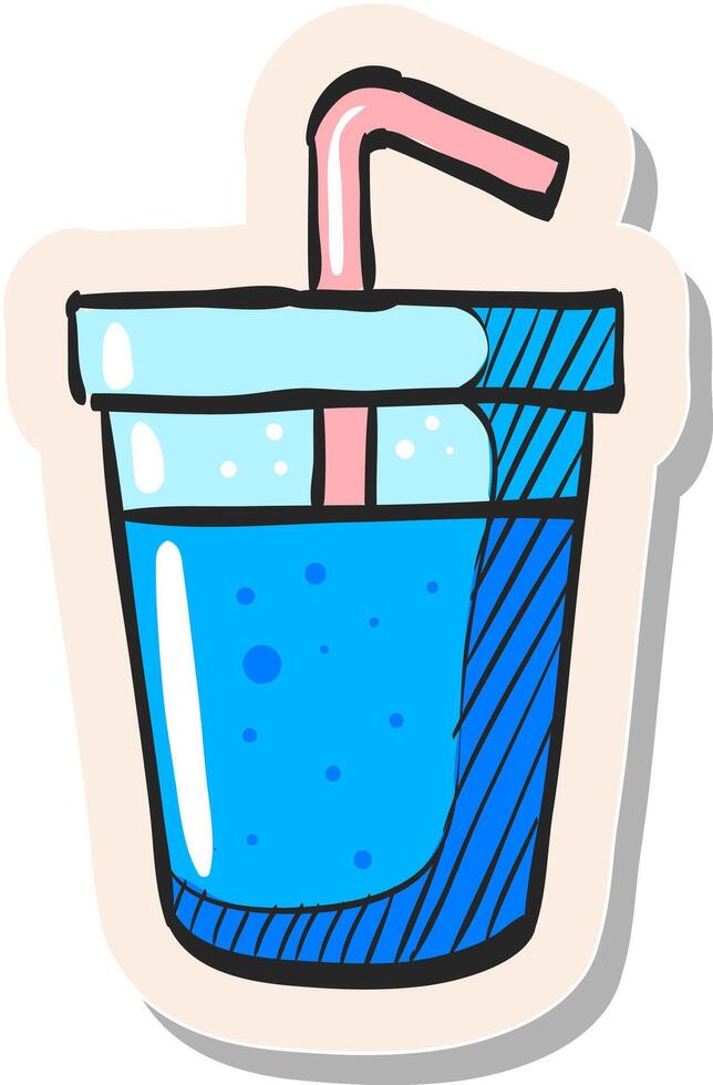 Hand drawn sticker style icon Softdrink vector