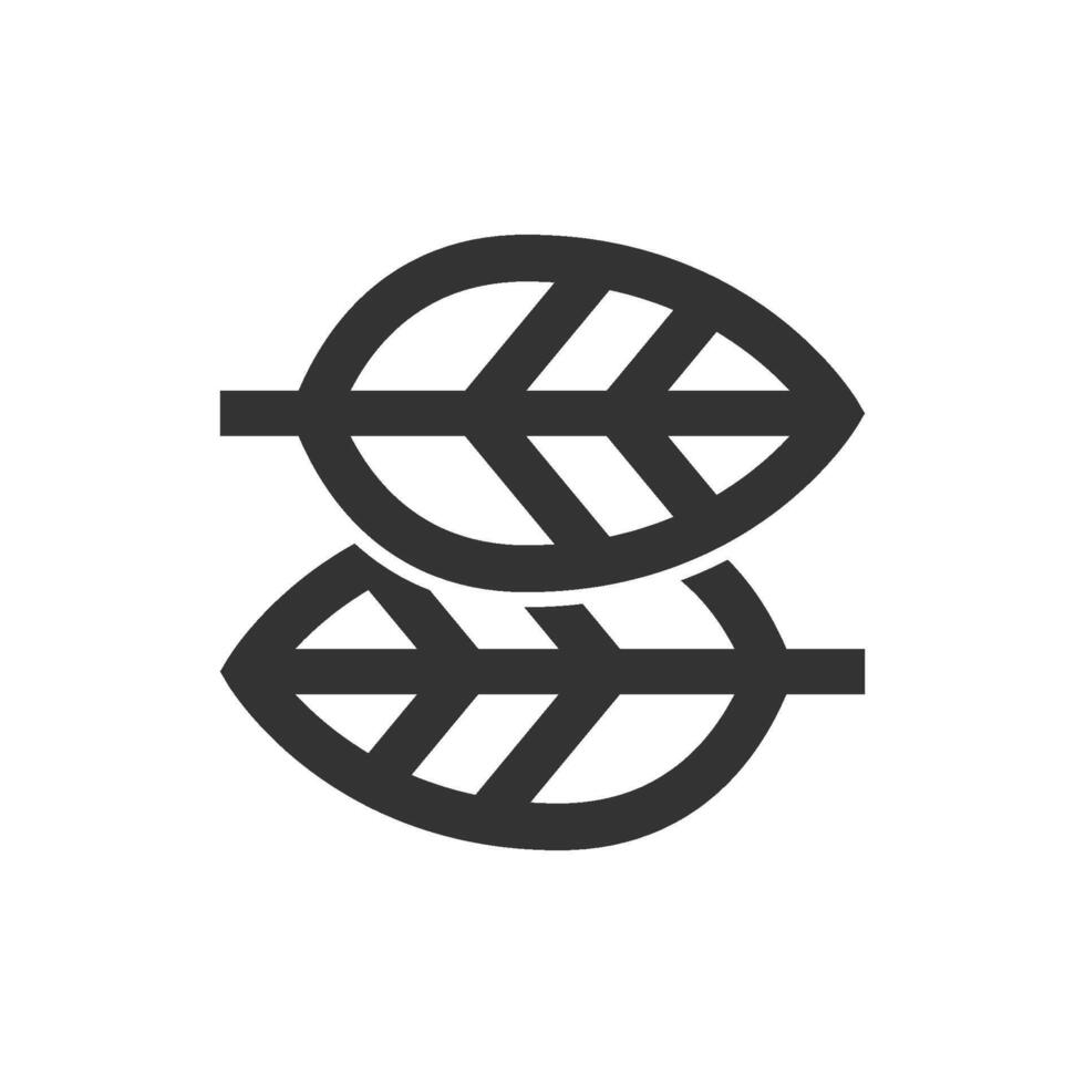 Leaves icon in thick outline style. Black and white monochrome vector illustration.