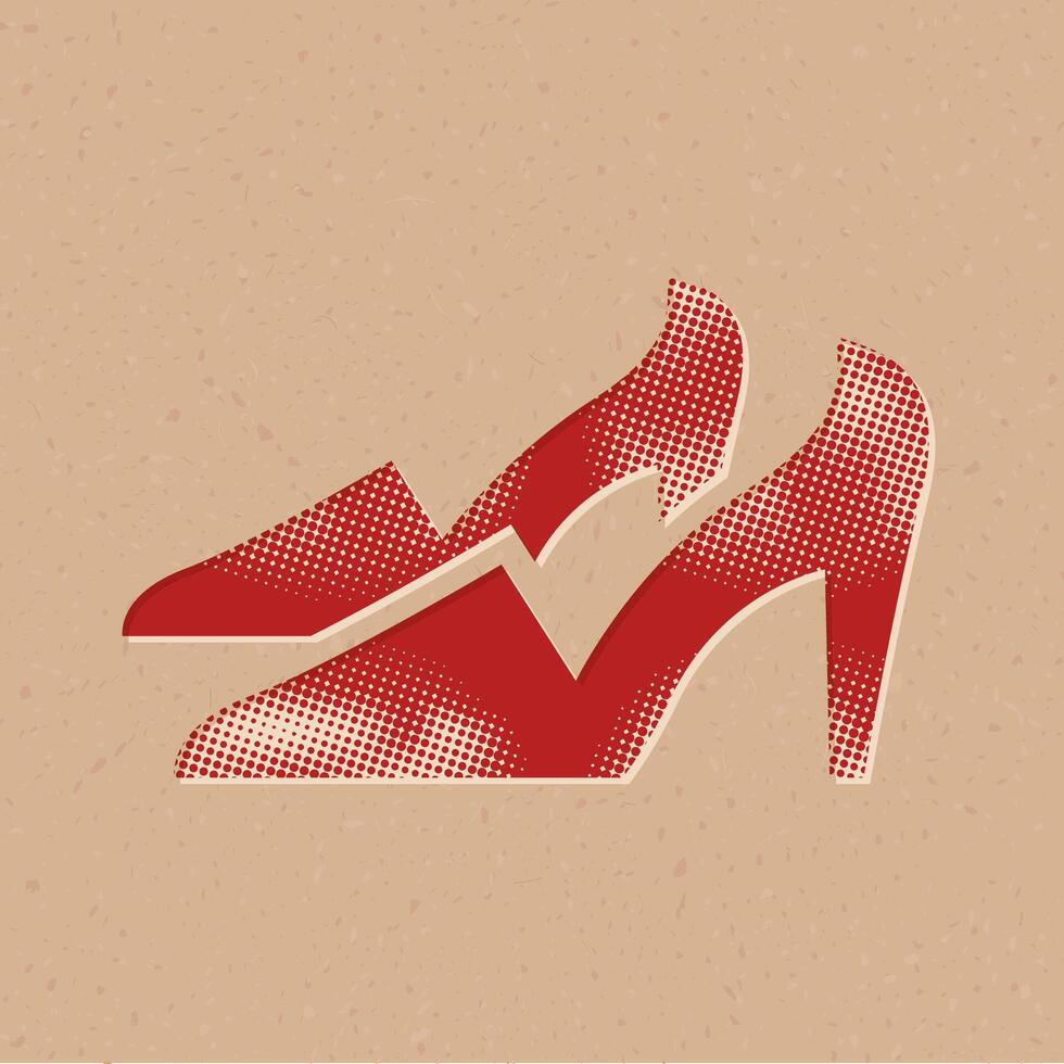 High heels halftone style icon with grunge background vector illustration