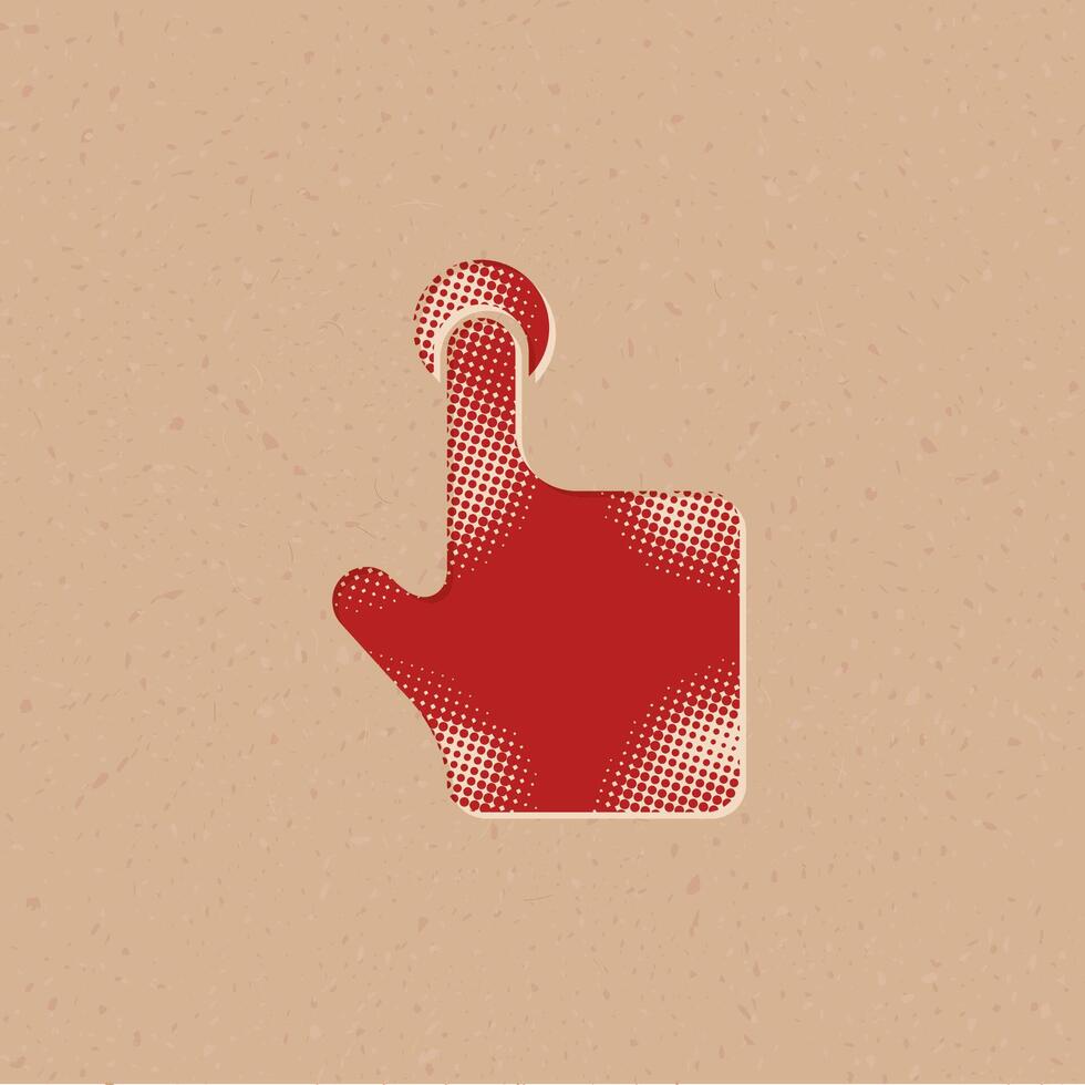 Finger gesture halftone style icon with grunge background vector illustration