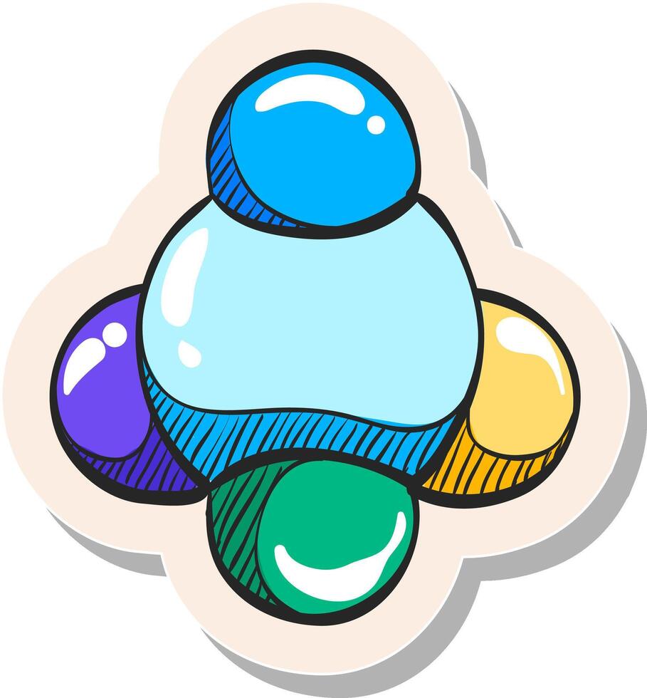 Hand drawn Molecules icon in sticker style vector illustration