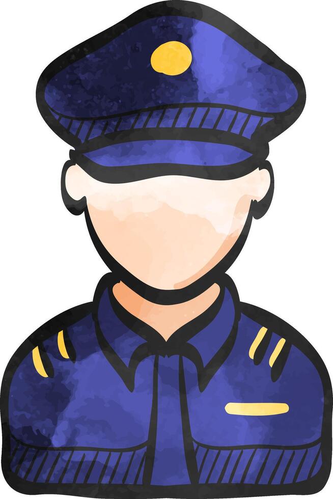 Pilot avatar icon in watercolor style. vector