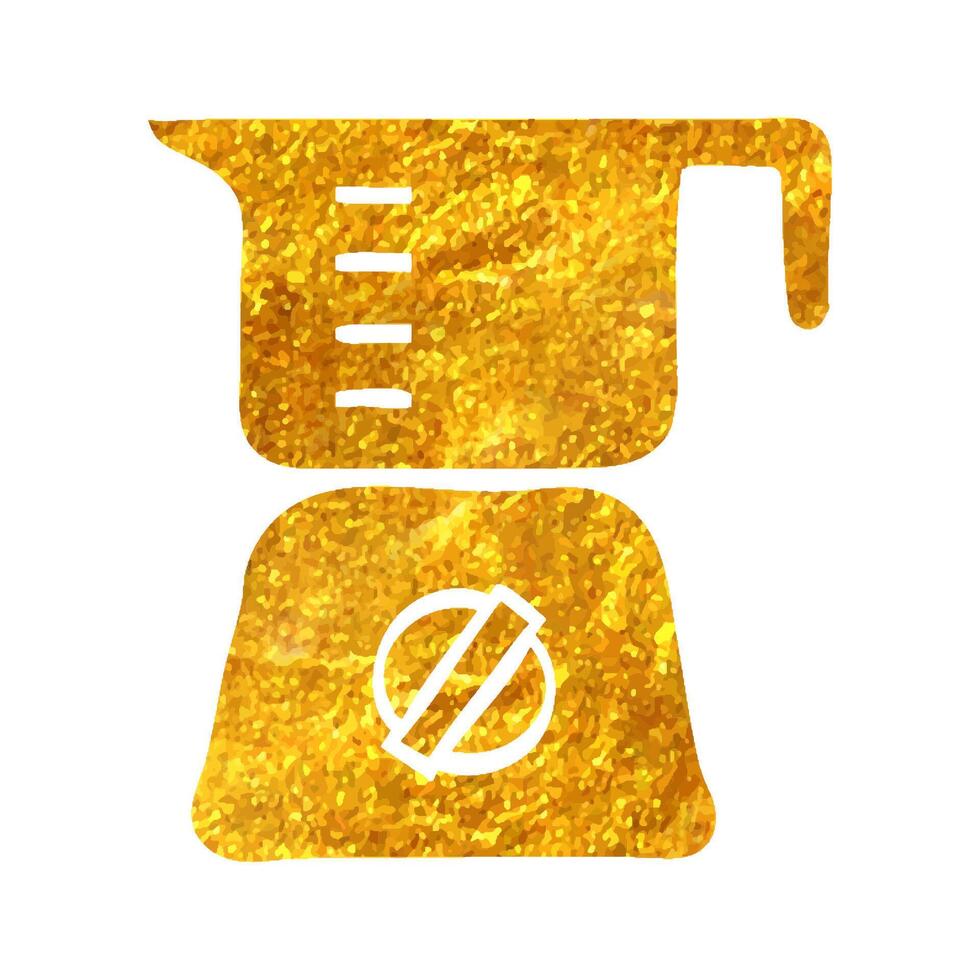 Hand drawn Juicer icon in gold foil texture vector illustration