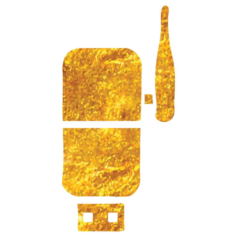 Hand drawn Wireless receiver icon in gold foil texture vector illustration