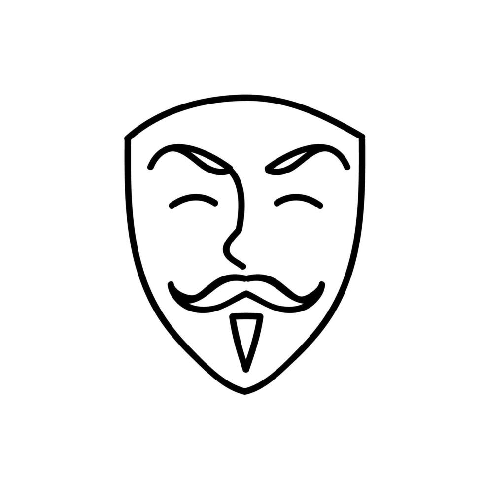 anonimato máscara icono. mano dibujado vector ilustración. editable línea ataque.