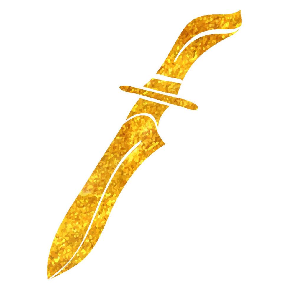 Hand drawn Knife icon in gold foil texture vector illustration