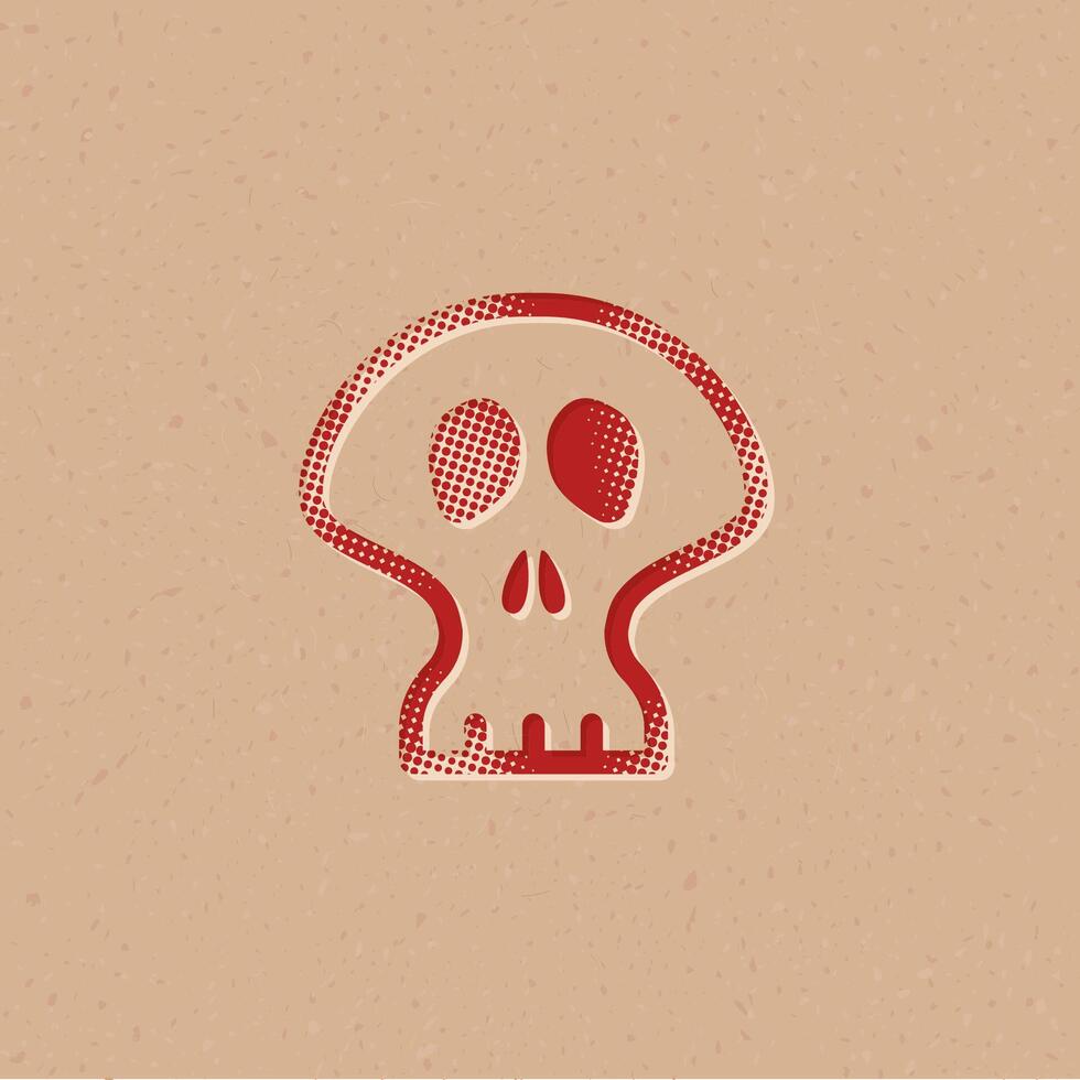 Skeleton halftone style icon with grunge background vector illustration