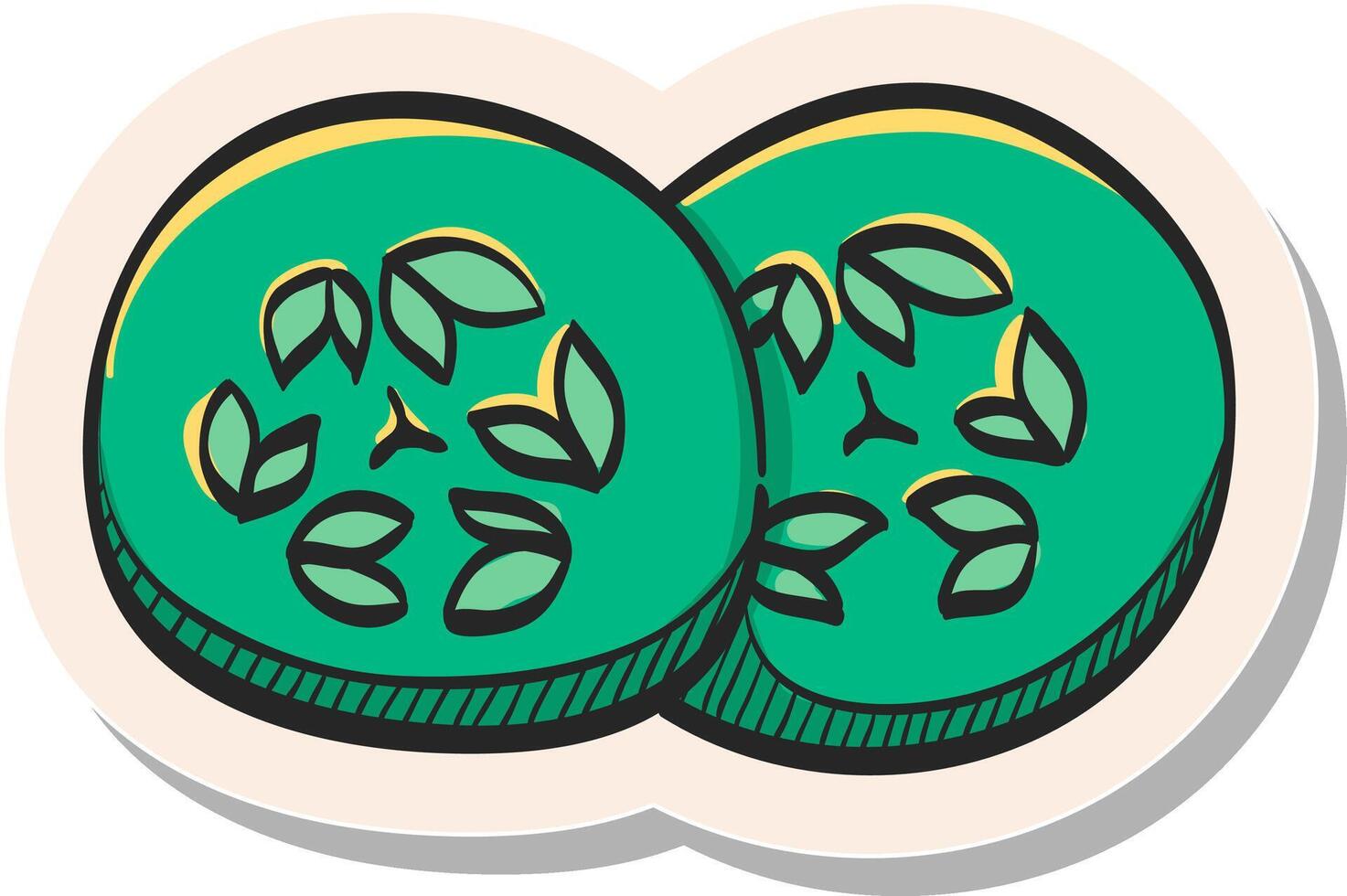 Hand drawn Cucumber icon in sticker style vector illustration
