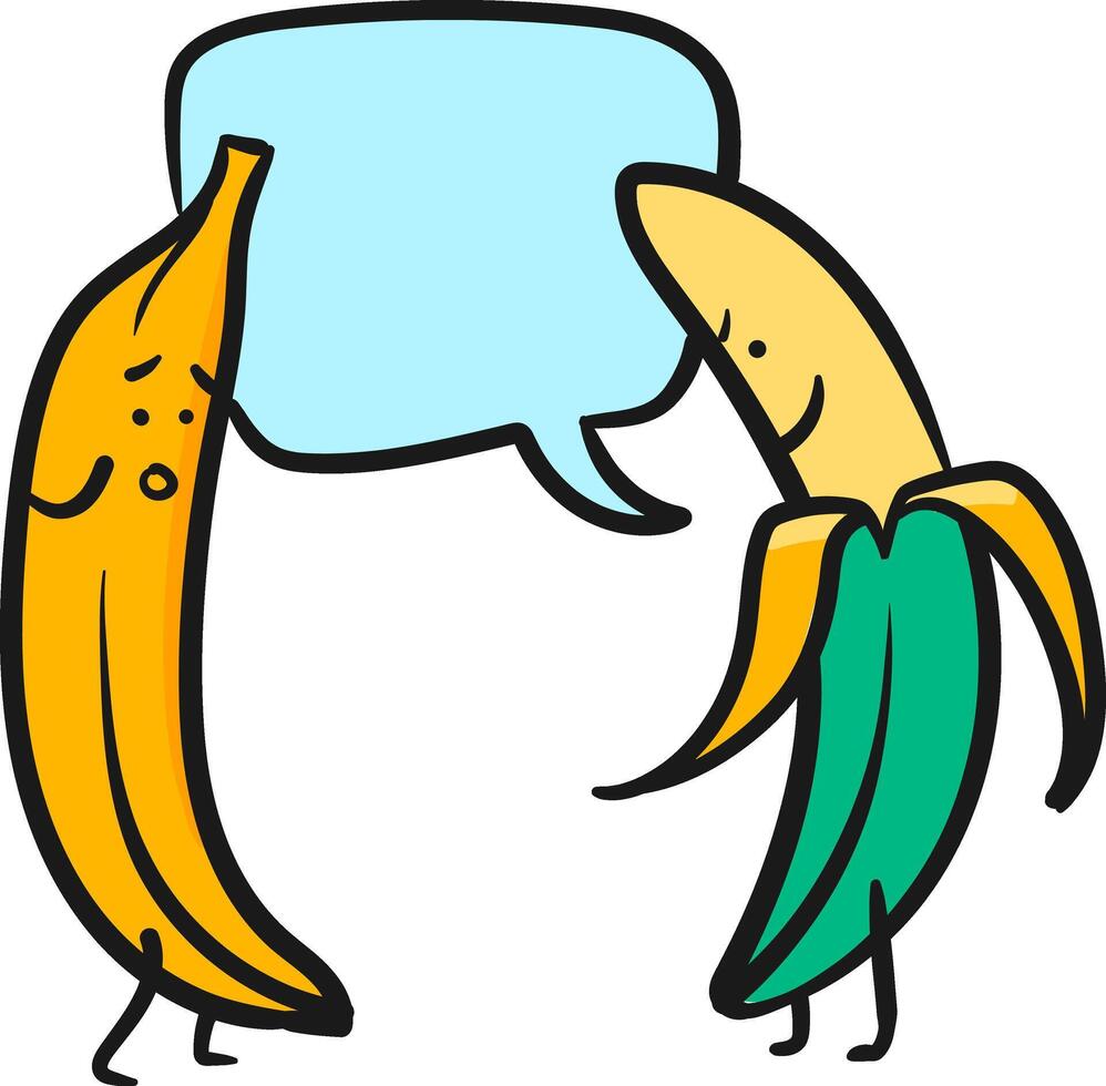 Banana characters drawing color vector illustration