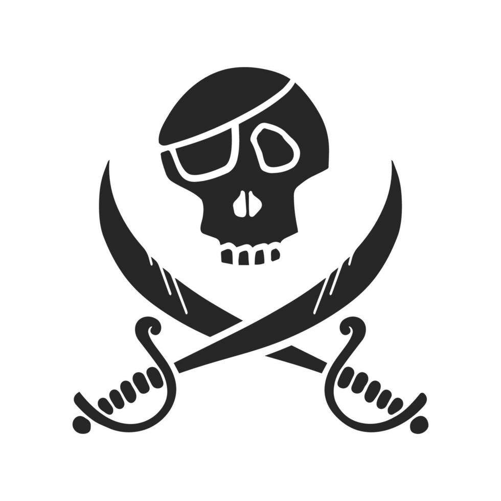 Hand drawn skull and swords vector illustration