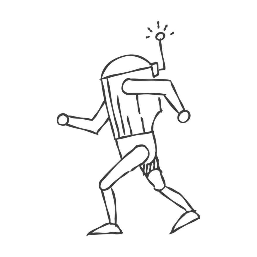 Robot icon in hand drawn doodle sketch drawing vector