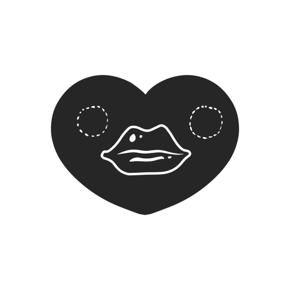 Hand drawn icon Hand draw woman lips inside heart shape. Vector illustration.