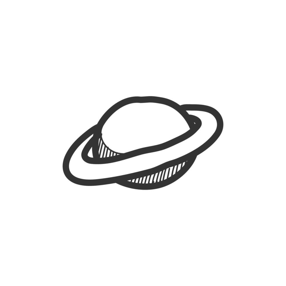Planet icon in hand drawn doodle vector
