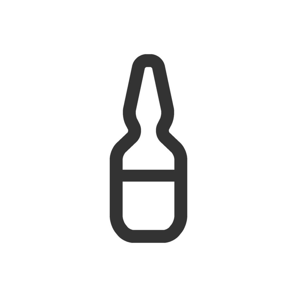 Ampule icon in thick outline style. Black and white monochrome vector illustration.