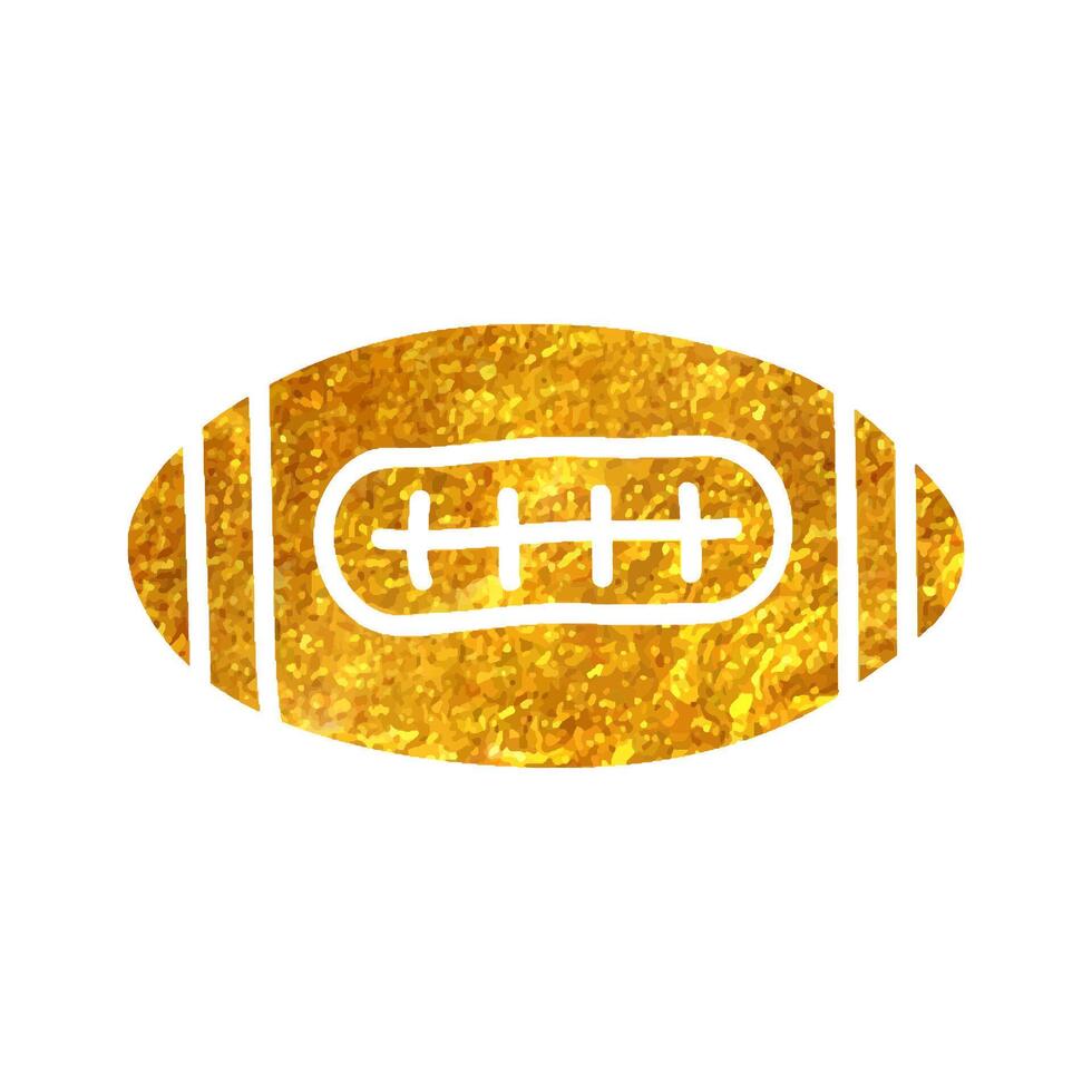 Hand drawn Football icon in gold foil texture vector illustration
