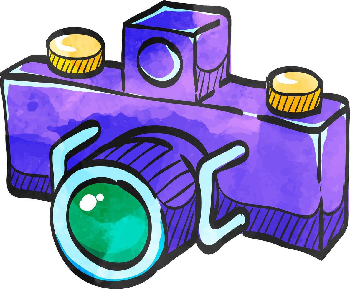 Panorama camera icon in watercolor style. vector