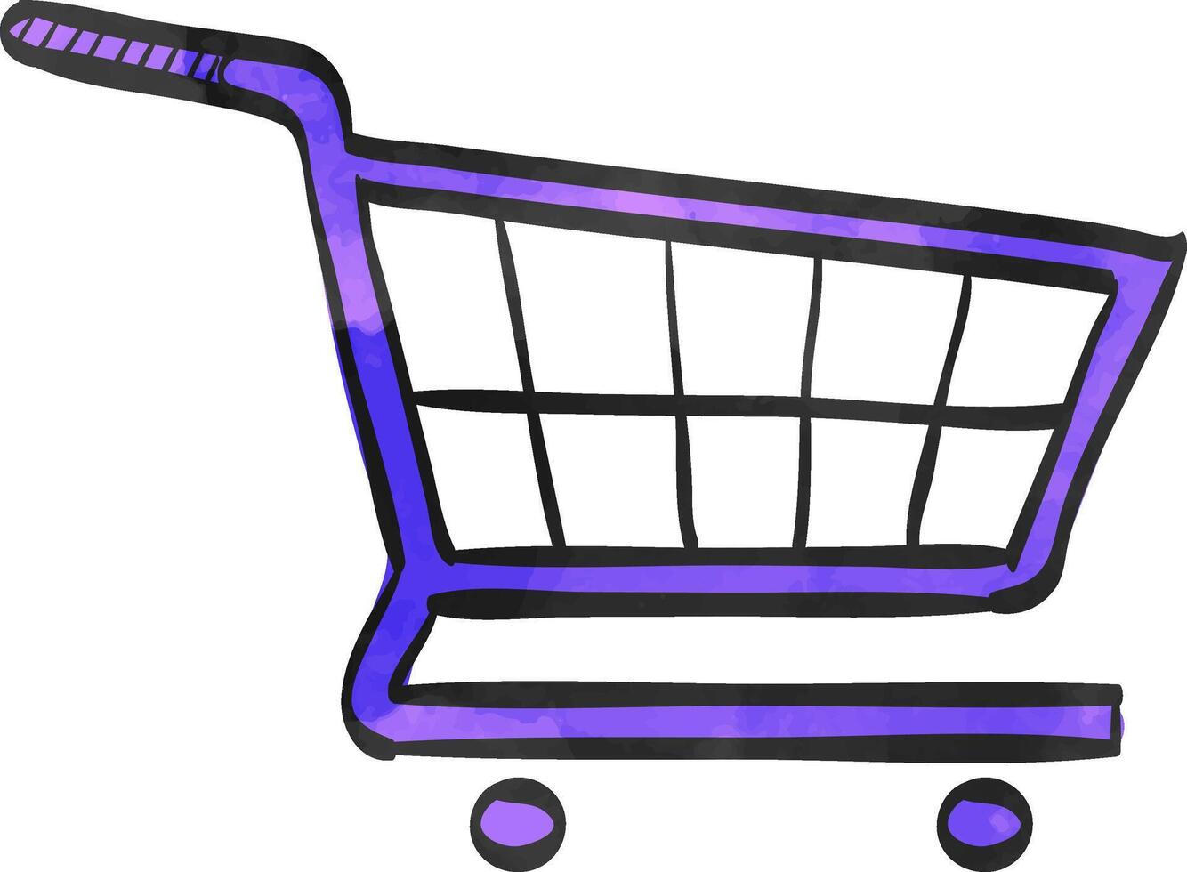 Shopping cart icon in watercolor style. vector
