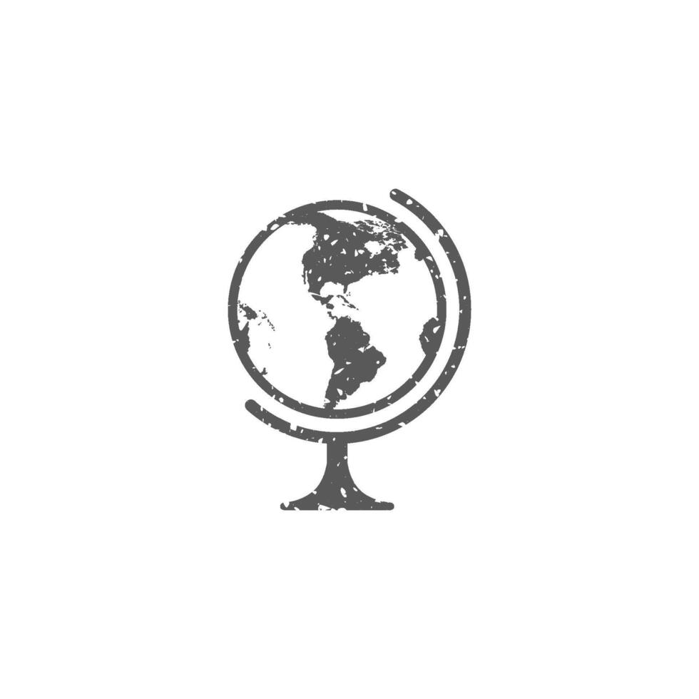 globo icono en grunge textura vector ilustración